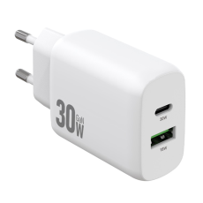 Amorus - AMORUS GaN Snabbladdare 30W USB-C - USB-A EU PD - Vit