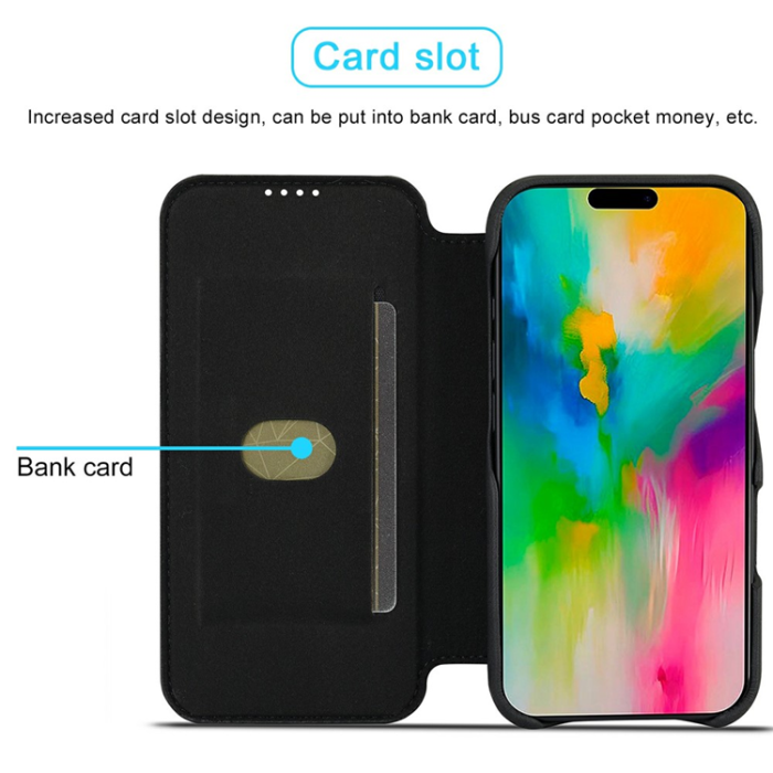 LC.imeeke - LC.IMEEKE iPhone 17 Mobilfodral Korthållare Läder Stativ - Svart