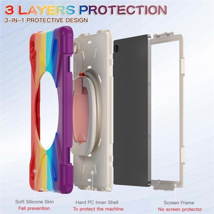 A-One Brand - Galaxy Tab A9 Plus Skal Kickstand Handle Grip - Färgglad Röd