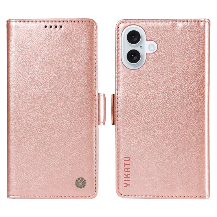 YIKATU iPhone 17 Plånboksfodral Litchi Texture - Roséguld | 2353 | AlltMobil