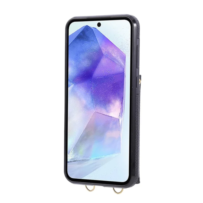 A-One Brand - Galaxy S25/S24 Mobilskal Korthållare Kickstand Rhombus - Svart