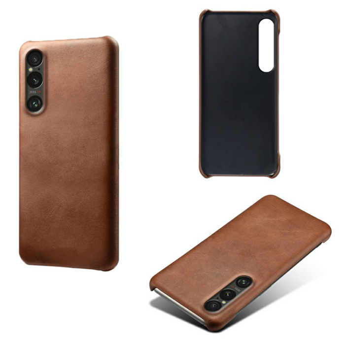 A-One Brand - Sony Xperia 1 VII Mobilskal Calfskin Texture PU-Läder - Brun