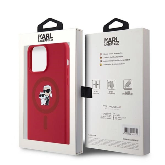 KARL LAGERFELD - Karl Lagerfeld iPhone 15 Pro Max Mobilskal Magsafe Silikon - Röd