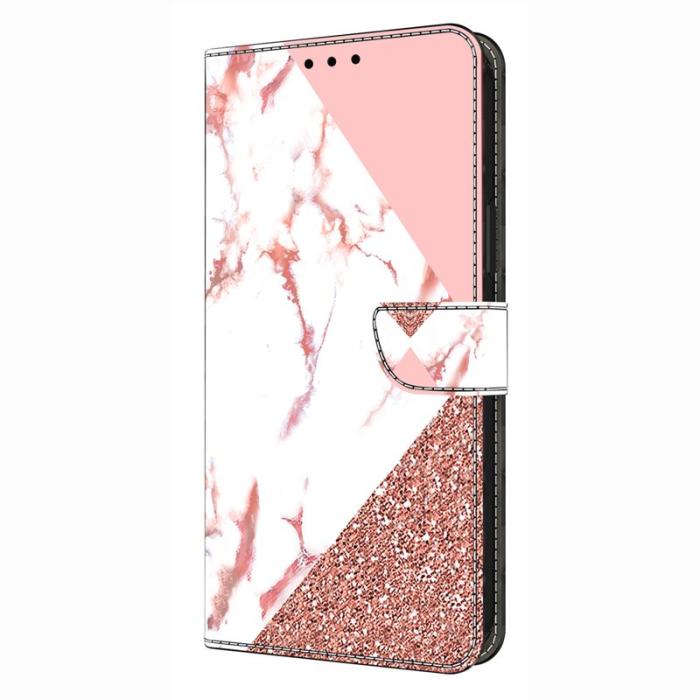OEM - Samsung Galaxy S26 Fodral Mönstertryck Ställ Läder Flip - Triangulär Marmor