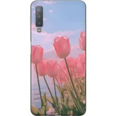Gustaf - Mobilskal till Samsung Galaxy A7 (2018) med Rosa Tulpaner