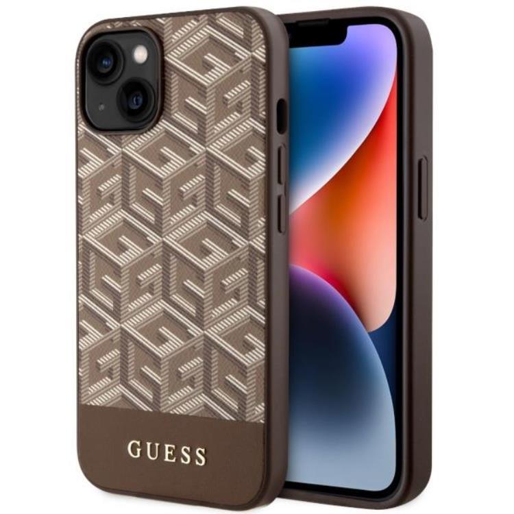 Guess iPhone 14 Plus Mobilskal MagSafe GCube Stripes - Brun | 2353 | AlltMobil