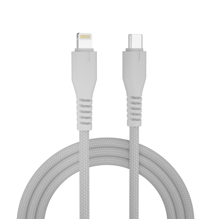 QUALO - QUALO USB-C till Lightning Kabel 2.4A 1.5m Nylon QKN-CL-18 - Silver