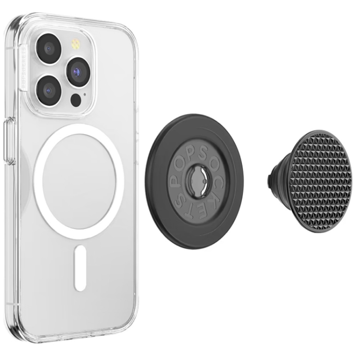 PopSockets - PopSockets Round Aluminum Triangle Knurl MagSafe Mobilgrip och Stativ - Svart