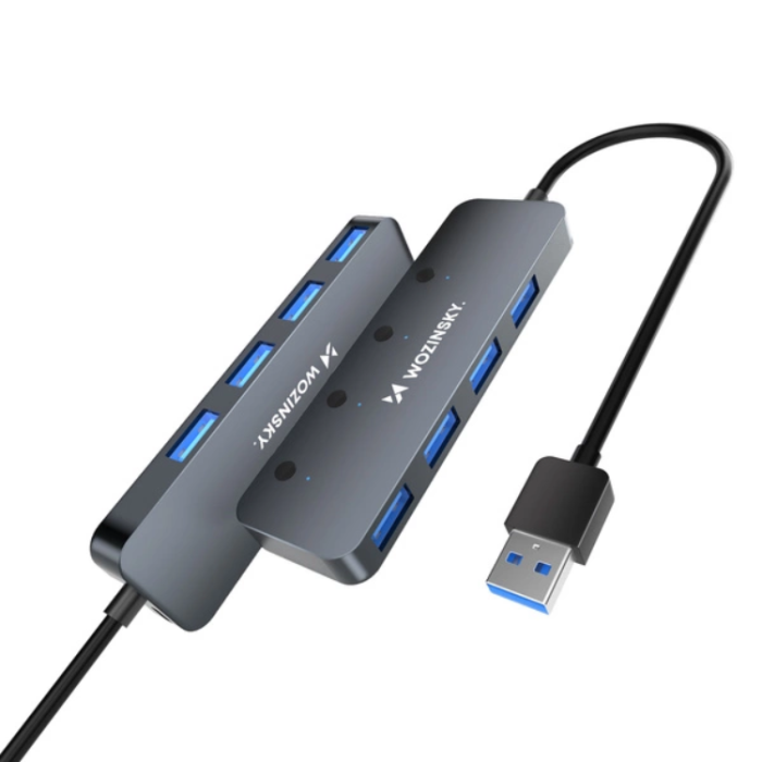 Wozinsky - Wozinsky USB-A HUB 4x USB-A 3.0 med Kabel 0.3m Aluminum - Grå