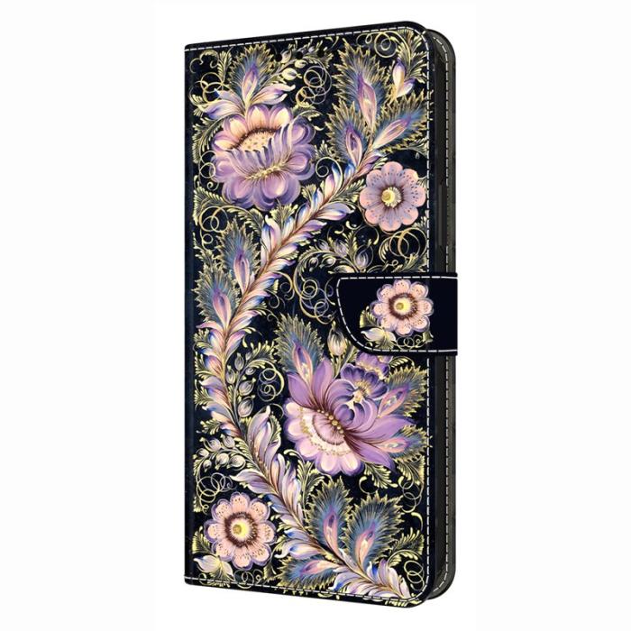 OEM - Samsung Galaxy S26 Fodral Mönstertryck Ställ Läder Flip - Vintage Guld