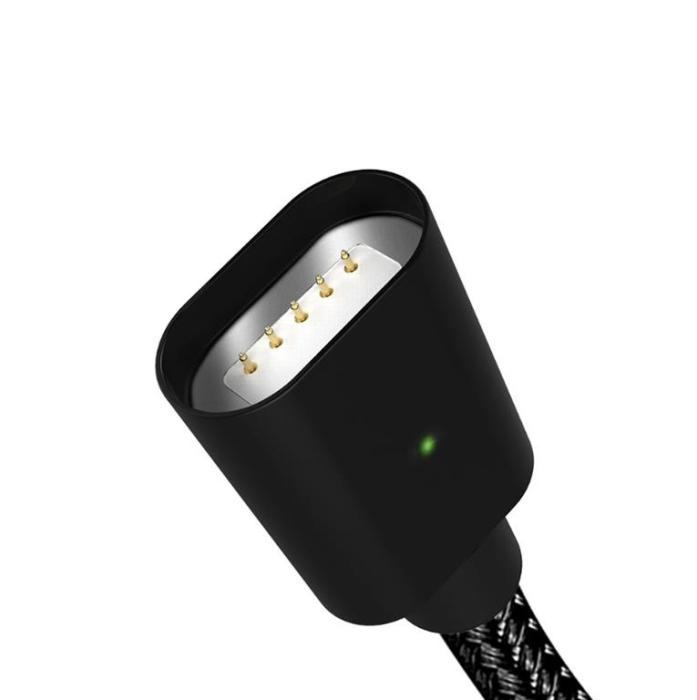 SiGN - SiGN 3in1 Magnetkabel USB-C, Lightning, Micro-USB 2.4A, 1 m - Svart