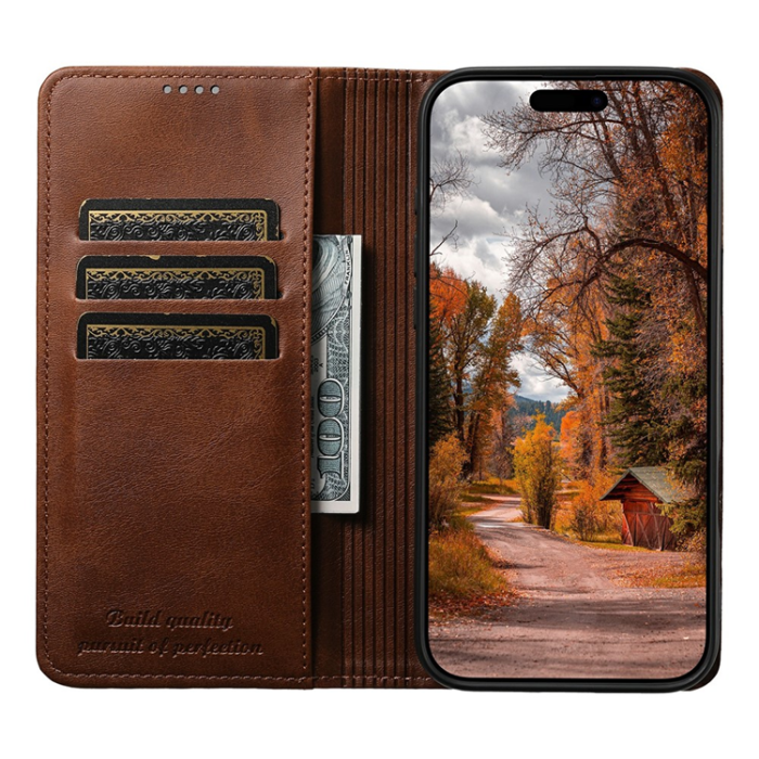SUTENI - SUTENI iPhone 17 Air Plånboksfodral PU Läder - Brun