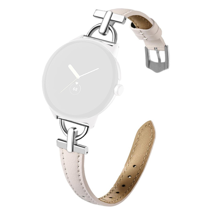 A-One Brand - Google Pixel Watch 3 45mm Armband Äkta Cow Läder - Ljusrosa