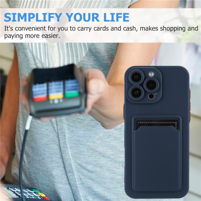 A-One Brand - iPhone 16 Pro Max Mobilskal Korthållare TPU - Marinblå