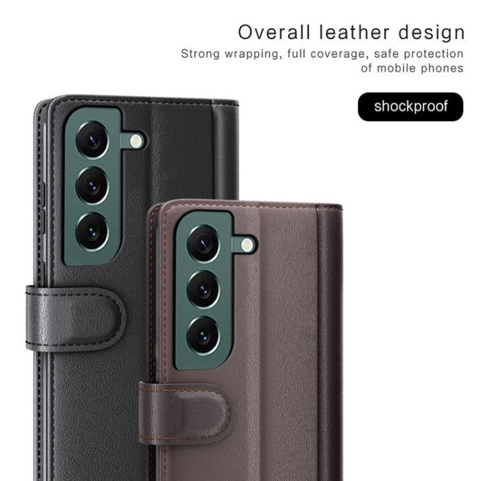A-One Brand - Galaxy S23 Plus Plånboksfodral Äkta Läder - Brun