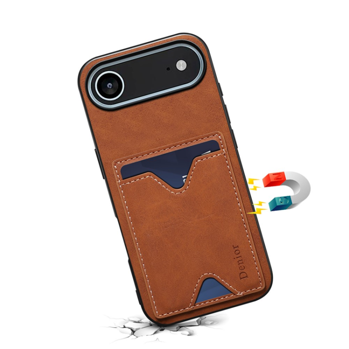 DENIOR - DENIOR iPhone Air Mobilskal Kickstand Korthållare - Brun