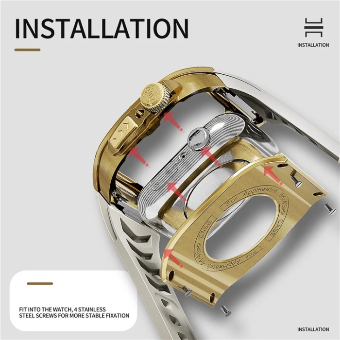 Shelbox - Shellbox Apple Watch 45mm Series 7 Armband Silikon Metal - Vit
