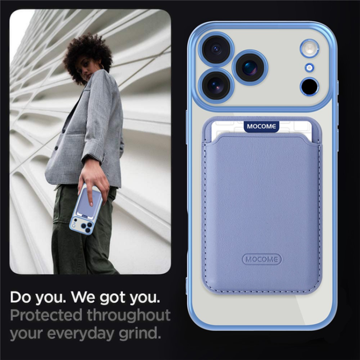 A-One Brand - iPhone 17 Pro Max Mobilskal MagSafe Korthållare TPU + PC - Blå