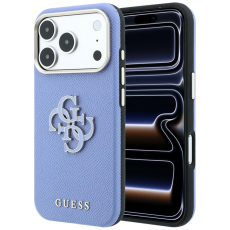 Guess - Guess Mobilskal F&ouml;r iPhone 18 Pro/17 Pro Grained & Big Resin Logo - Bl&aring;