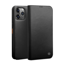 QIALINO - Qialino iPhone 12 Pro Max Plånboksfodral Äkta läder - Svart