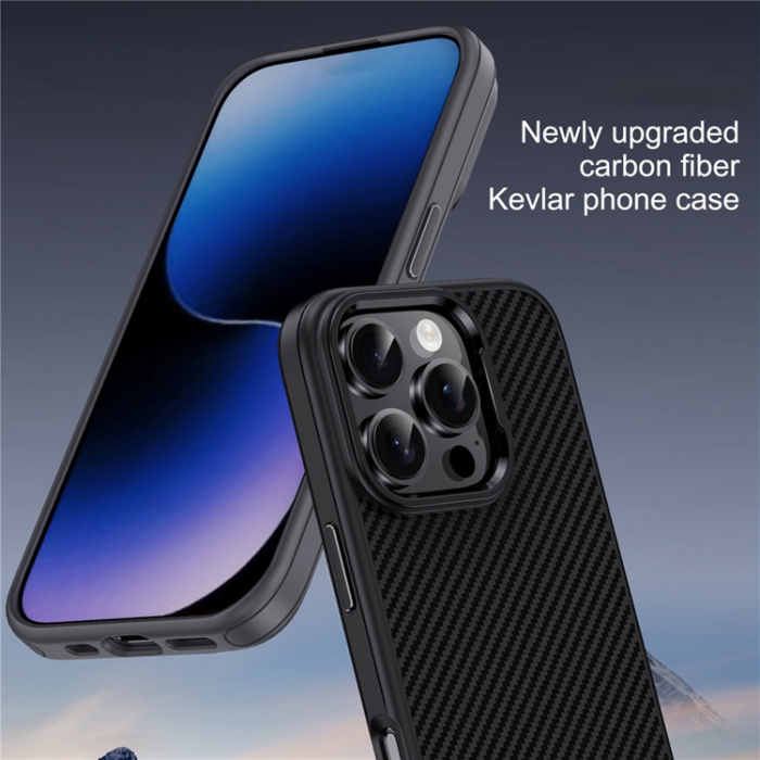 iPaky - IPAKY iPhone 16 Pro Max Mobilskal Carbon Fiber - Grå