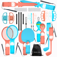 A-One Brand - Nintendo Switch 23-i-1 Familjeaccessoarset 2 - Orange & Bl&aring;