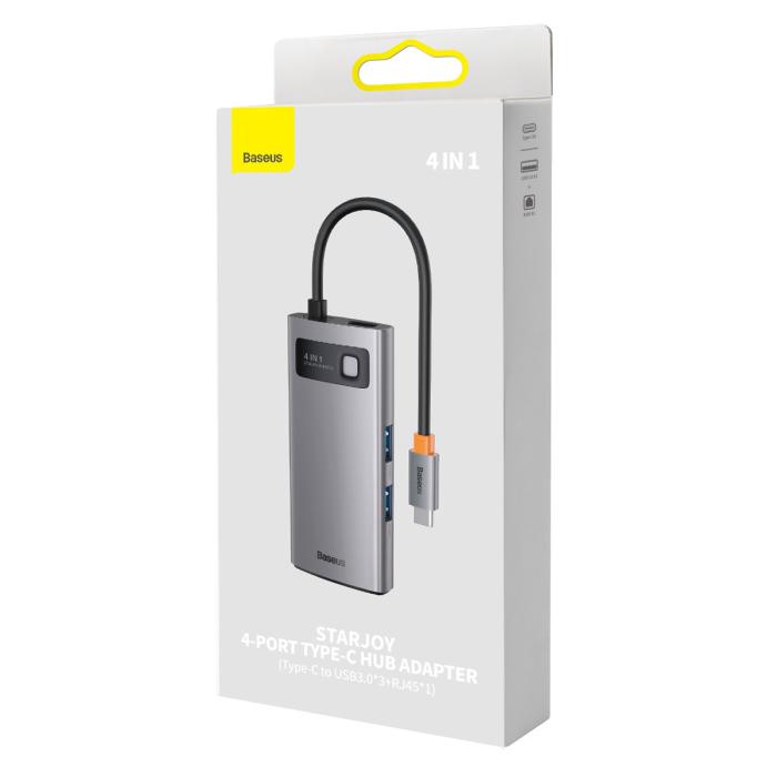 BASEUS - Baseus Hub 4in1 USB Type-C - Grå