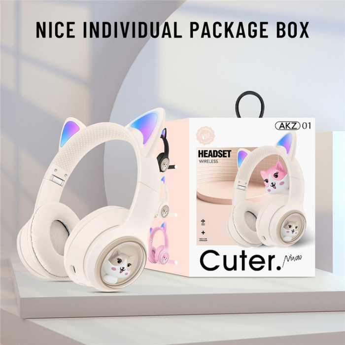 AKZ - AKZ Over-Ear Trådlösa Hörlurar för Barn Bluetooth Cat Ear AKZ-01