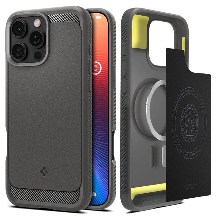 Spigen iPhone 16 Pro Mobilskal Magsafe Rugged Armor - Grå | 2353 | AlltMobil