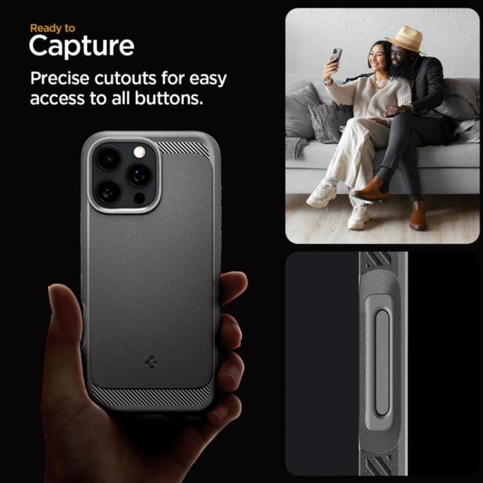 Spigen - Spigen iPhone 16 Pro Mobilskal Magsafe Rugged Armor - Grå