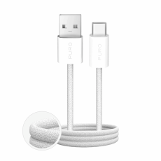 Puro - Puro USB-A - USB-C Kabel 1.5m Flätad Fabrik 2.0 10W - Vit