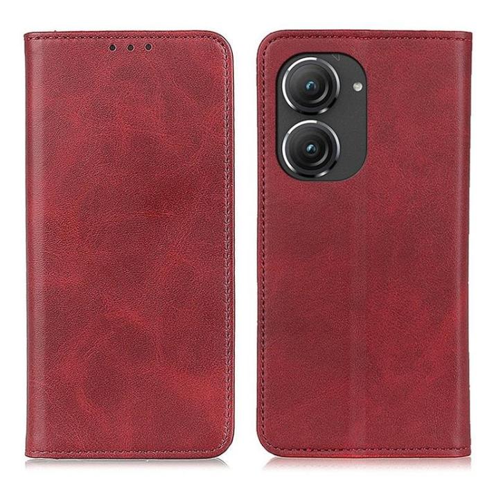 A-One Brand - Asus Zenfone 9 Plånboksfodral Äkta Läder Flip - Röd