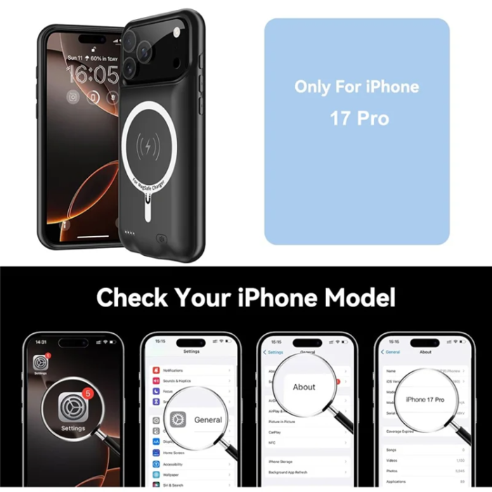 A-One Brand - iPhone 17 Pro Batteriskal Magsafe 6000mAh A29S