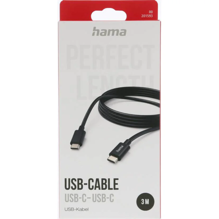 Hama - Hama USB-C Till USB-C 3m Kabel - Svart