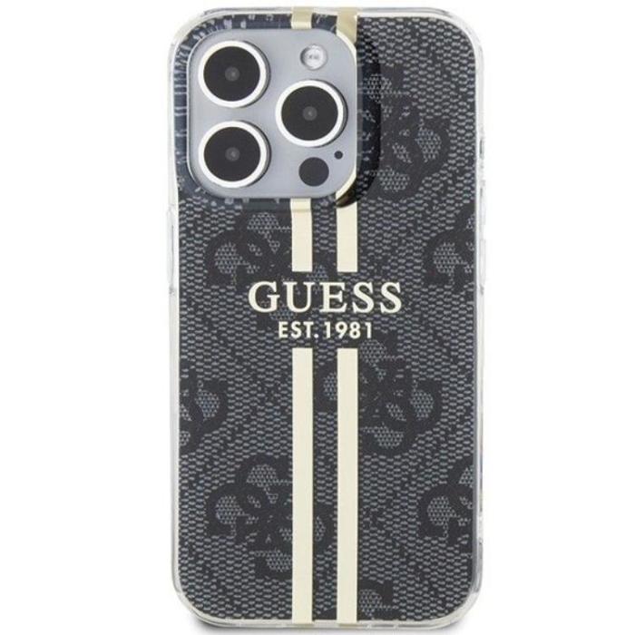 Guess - Guess iPhone 15 Pro Mobilskal Gold Stripes - Svart