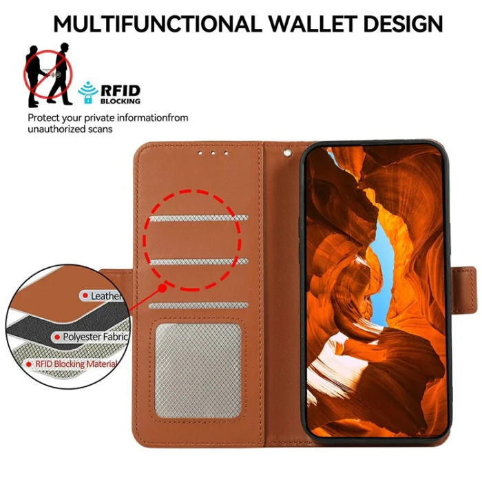 ABEEL - ABEEL iPhone 17 Pro Max Plånboksfodral Läder RFID Skydd
