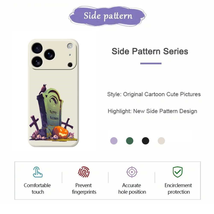 A-One Brand - iPhone 17 Pro Mobilskal med Halloween Tombstone Pattern - Lila