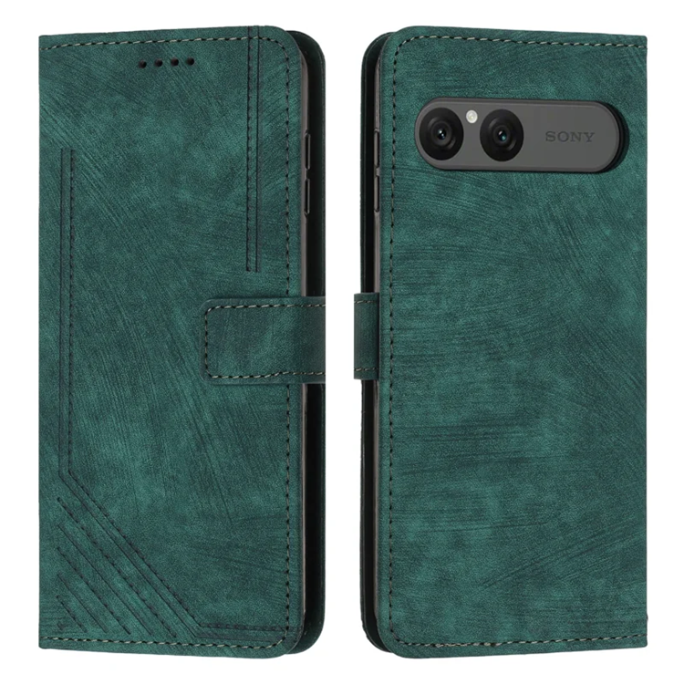 Sony Xperia 10 VII Plånboksfodral Imprinted Lines - Grön | 2353 | AlltMobil