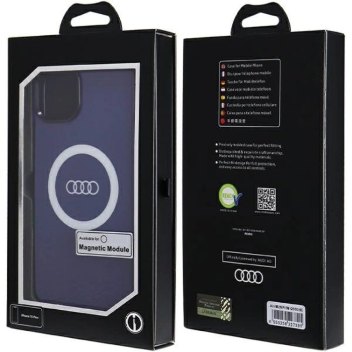 Audi - Audi iPhone 15/14 Plus Mobilskal Magsafe IML Big Logo - Blå