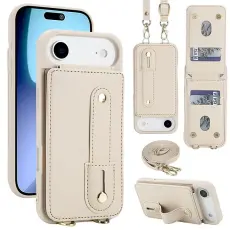 A-One Brand - iPhone 17 Air Mobilskal korthållare Med Axelrem - Beige