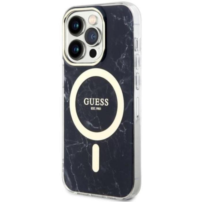 Guess - Guess iPhone 14 Pro Max Mobilskal MagSafe Marble - Svart