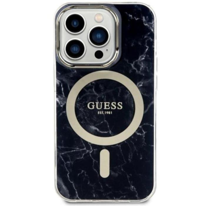 Guess - Guess iPhone 14 Pro Max Mobilskal MagSafe Marble - Svart