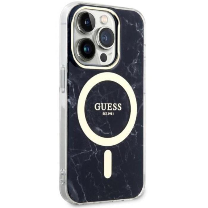 Guess - Guess iPhone 14 Pro Max Mobilskal MagSafe Marble - Svart