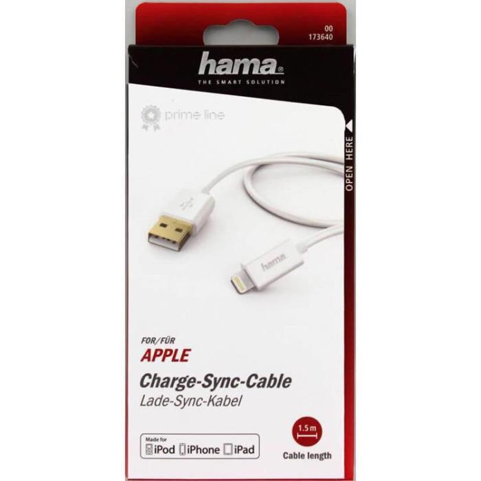 UTGATT1 - HAMA Synkkabel Lightning 1.5m MFI - Vit