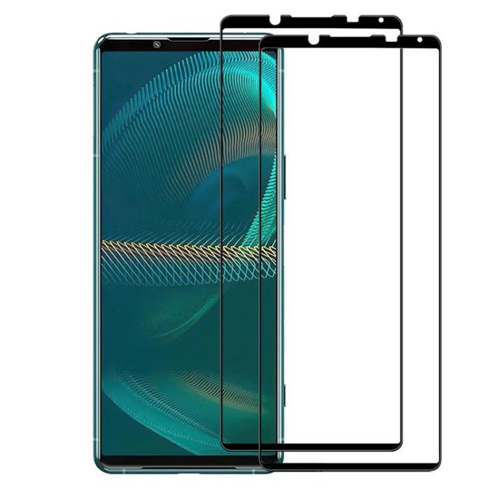 A-One Brand - [2-PACK] Sony Xperia 5 IV Härdat Glas Skärmskydd HD Full Glue - Svart