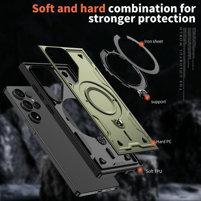 N/A - Mobilskal till Samsung Galaxy S25 Ultra Plast Militärskydd - Olivgrön