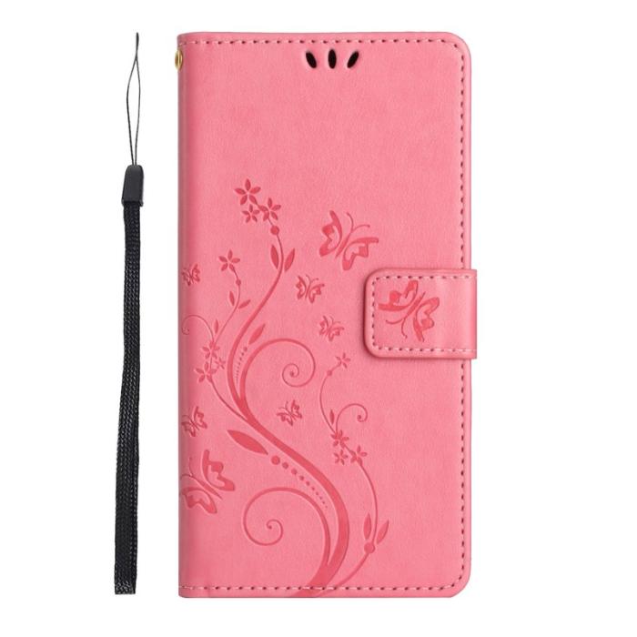 OEM - Samsung Galaxy A57 Plånboksfodral Konstläder Blomtryck - Rosa