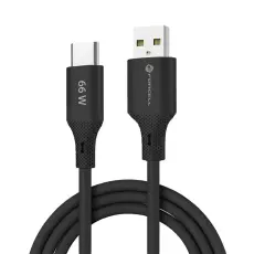 Forcell - FORCELL USB-A till USB-C 66W Kabel 3A 1m QC4.0 Silikon C342 - Svart