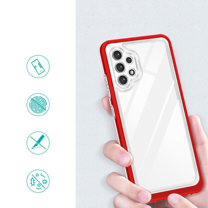 OEM - Galaxy A32 5G Skal Clear 3in1 - Röd