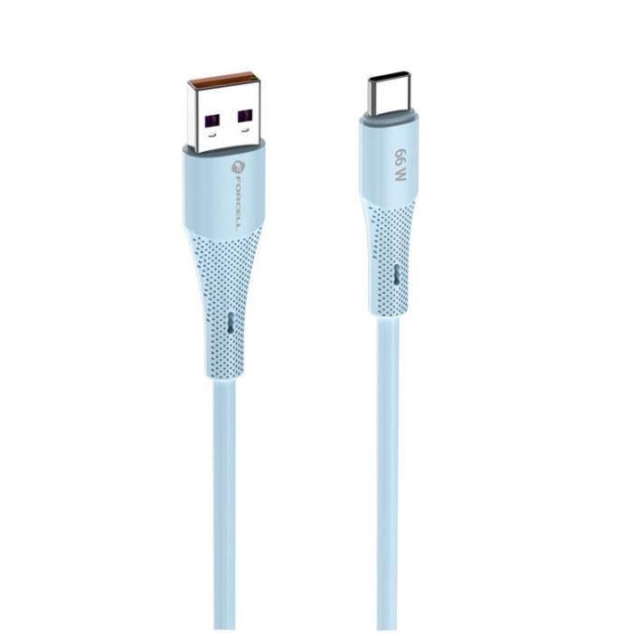 Forcell - FORCELL USB-A till USB-C 66W Kabel 3A 1m QC4.0 Silikon C342 - Blå